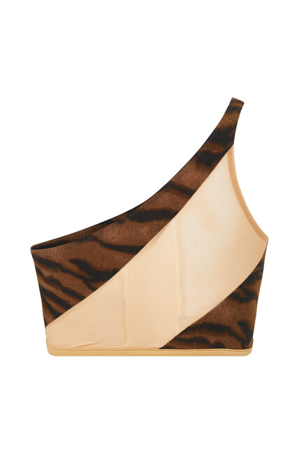 Tiger Print Snake Mesh Bra Swim Top